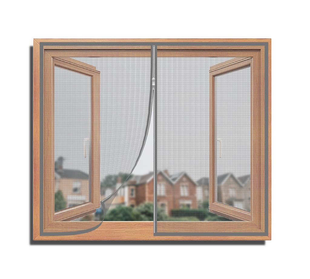 TurtleGrip Fiberglass Pre-Stitched Window Mosquito Net with Zipper- Grey