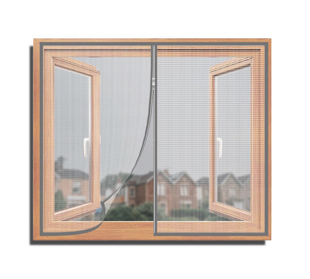 TurtleGrip Fiberglass Pre-Stitched Window Mosquito Net with Zipper- White