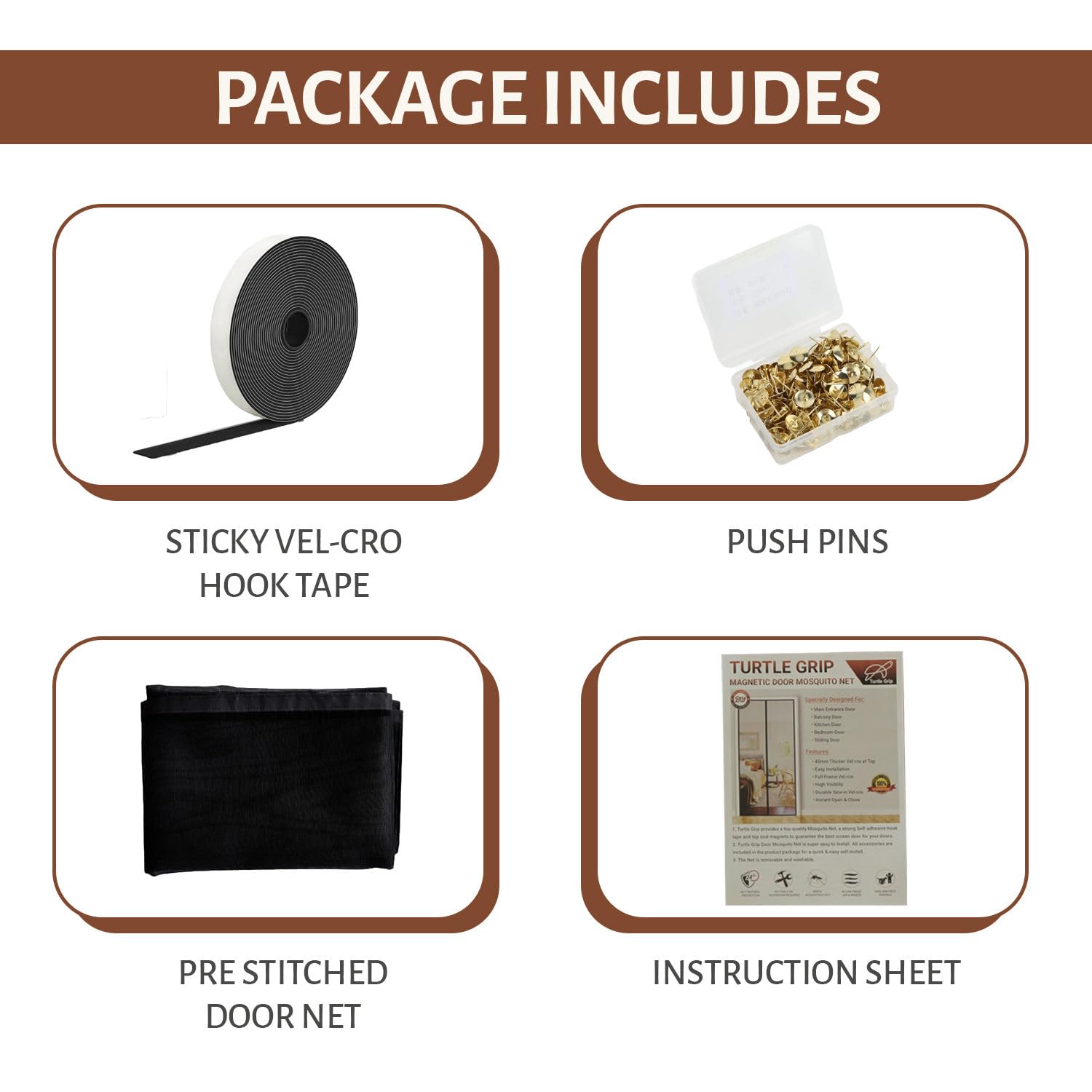 Fiberglass Door Mosquito Net - Black