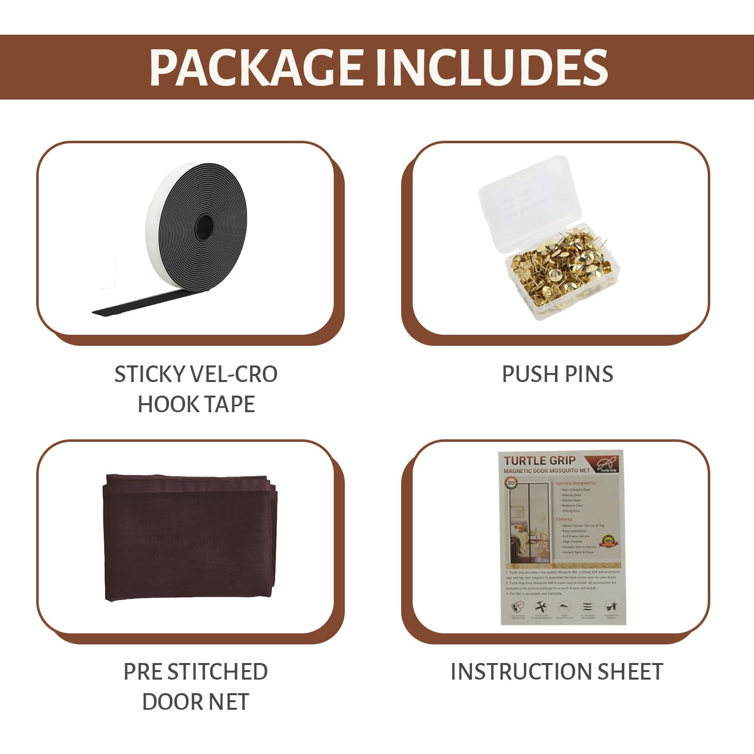 Polyester Magnetic Mosquito Net Curtain for Door- Brown