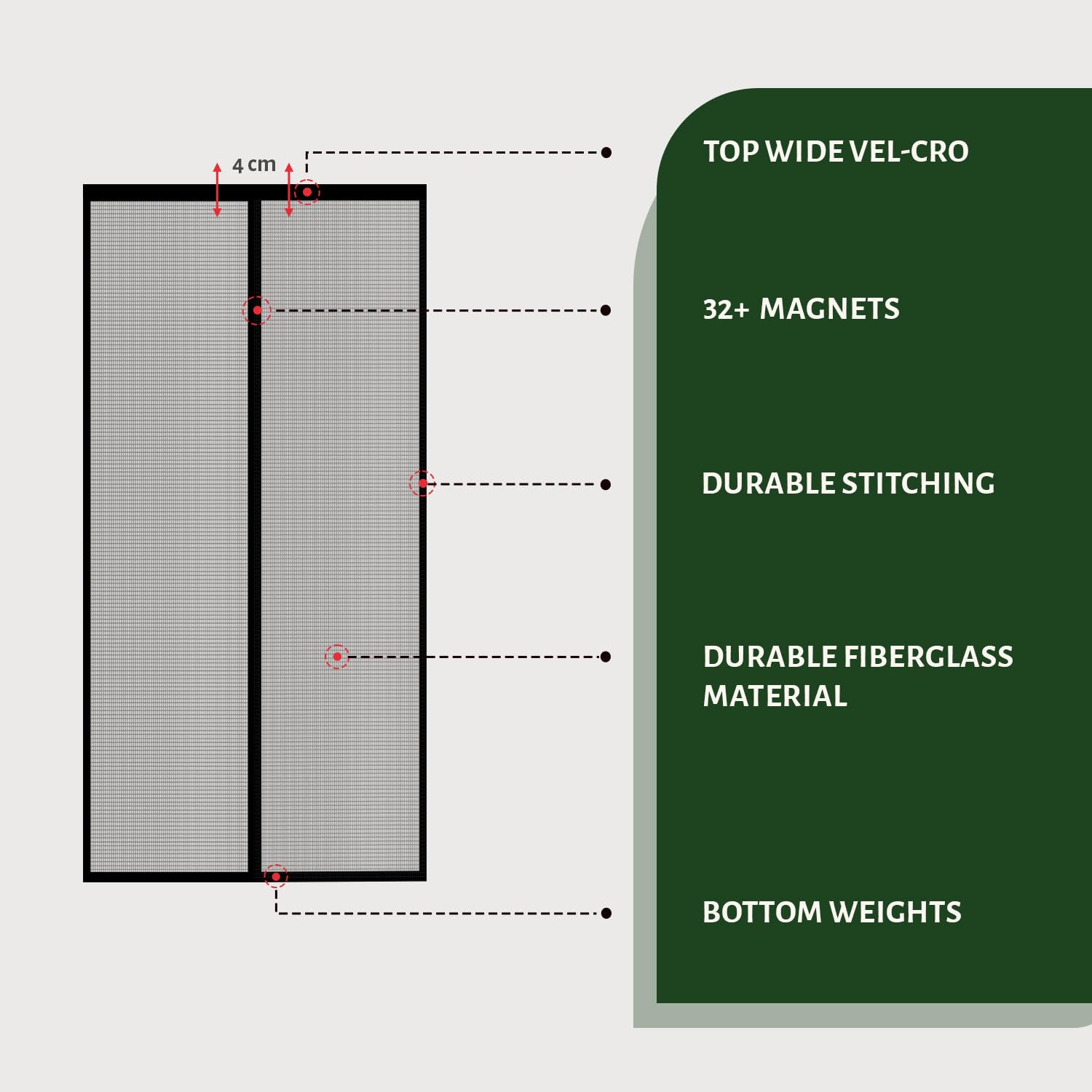 Fiberglass Door Mosquito Net - Black