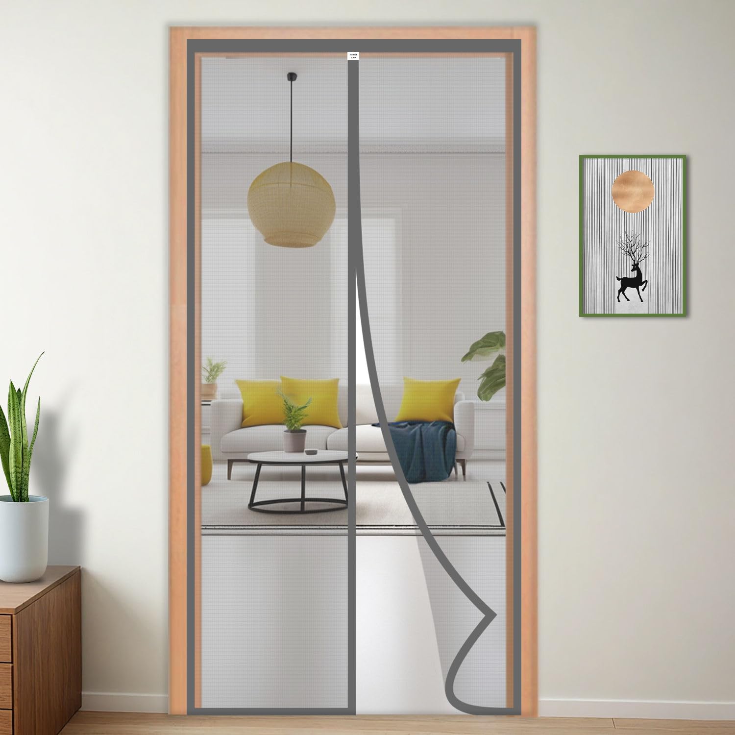 Polyester Magnetic Mosquito Net Curtain for Door-Grey