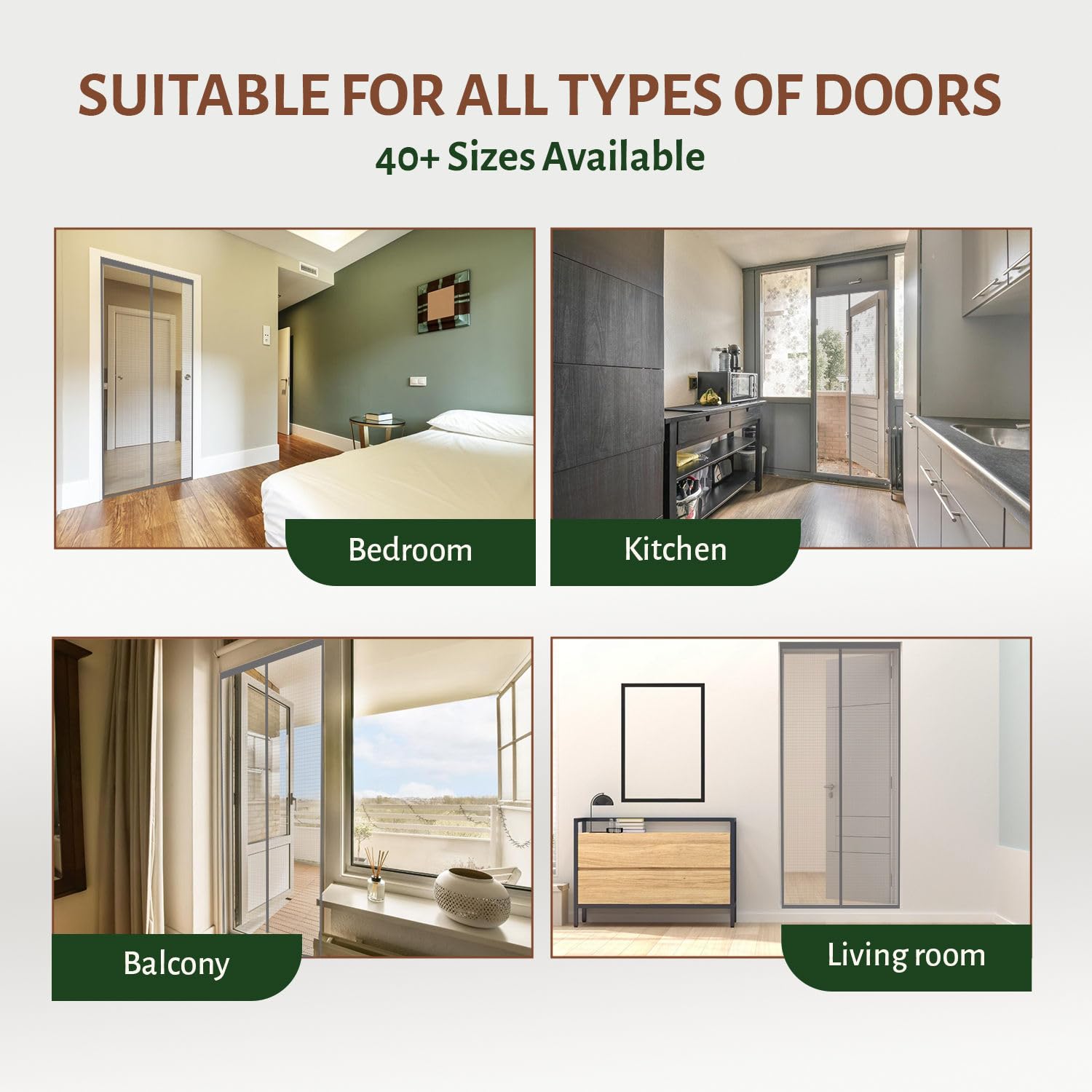 Fiberglass Door Mosquito Net - Grey