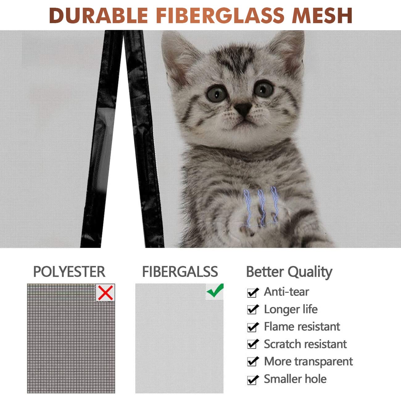 Fiberglass Door Mosquito Net - Grey