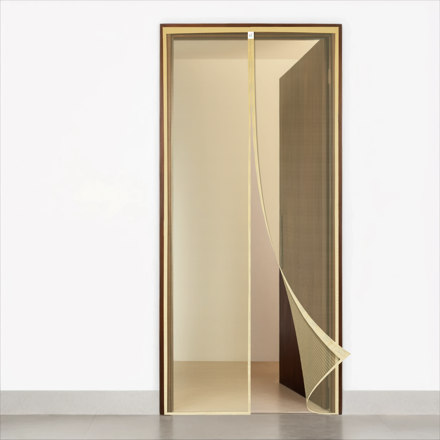 Polyester Magnetic Mosquito Net Curtain for Door-Beige - TurtleGrip