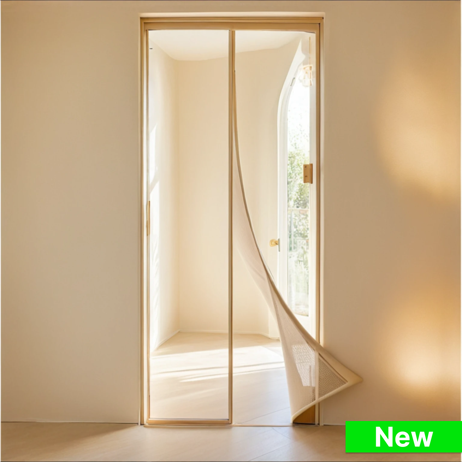 Polyester Magnetic Mosquito Net Curtain for Door-Beige - TurtleGrip