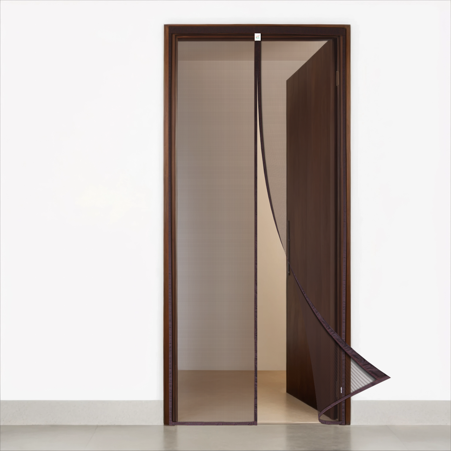 Polyester Magnetic Mosquito Net Curtain for Door - Brown - TurtleGrip