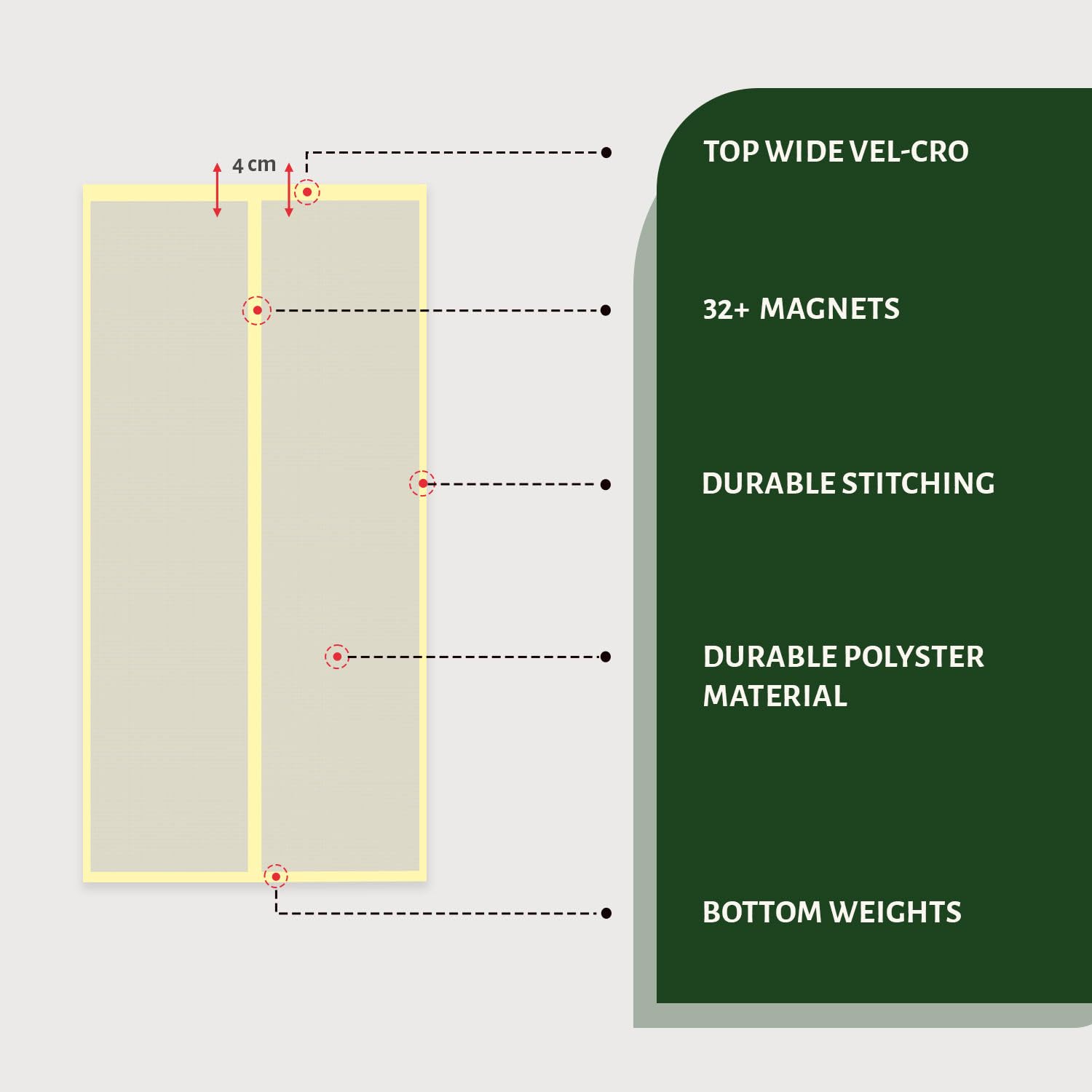 Polyester Magnetic Mosquito Net Curtain for Door-Beige