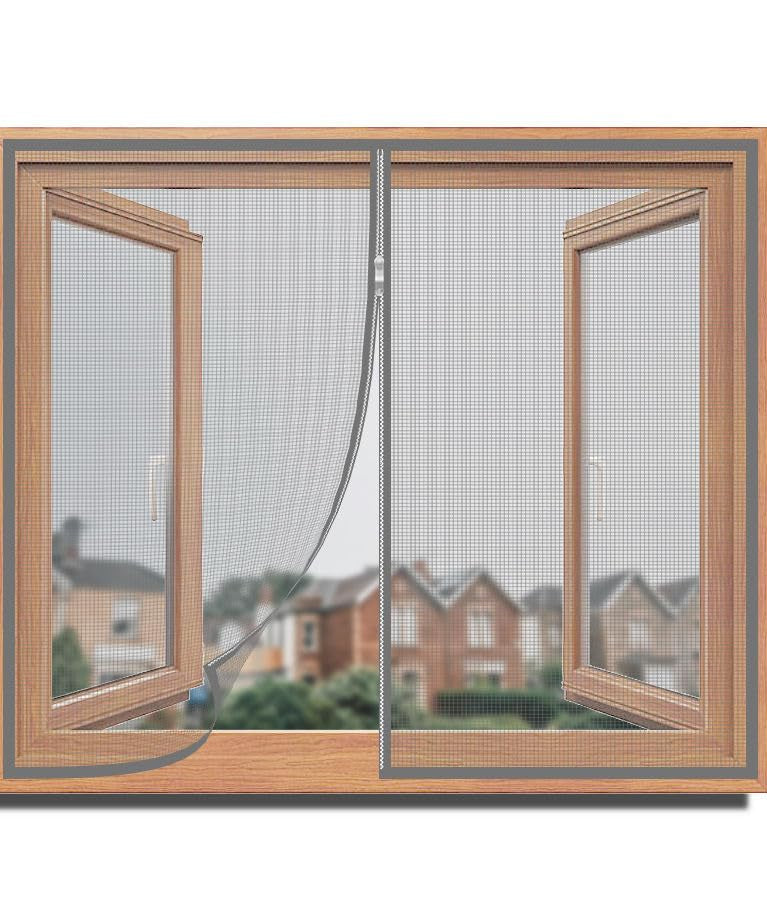 TurtleGrip Fiberglass Pre-Stitched Window Mosquito Net with Zipper- Grey