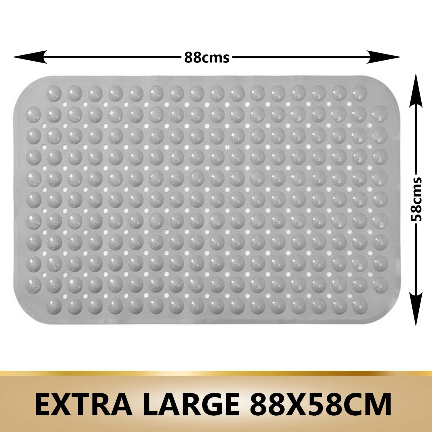 Anti Skid Shower Bath Mat - Gray Color (88*58cm) - TurtleGrip