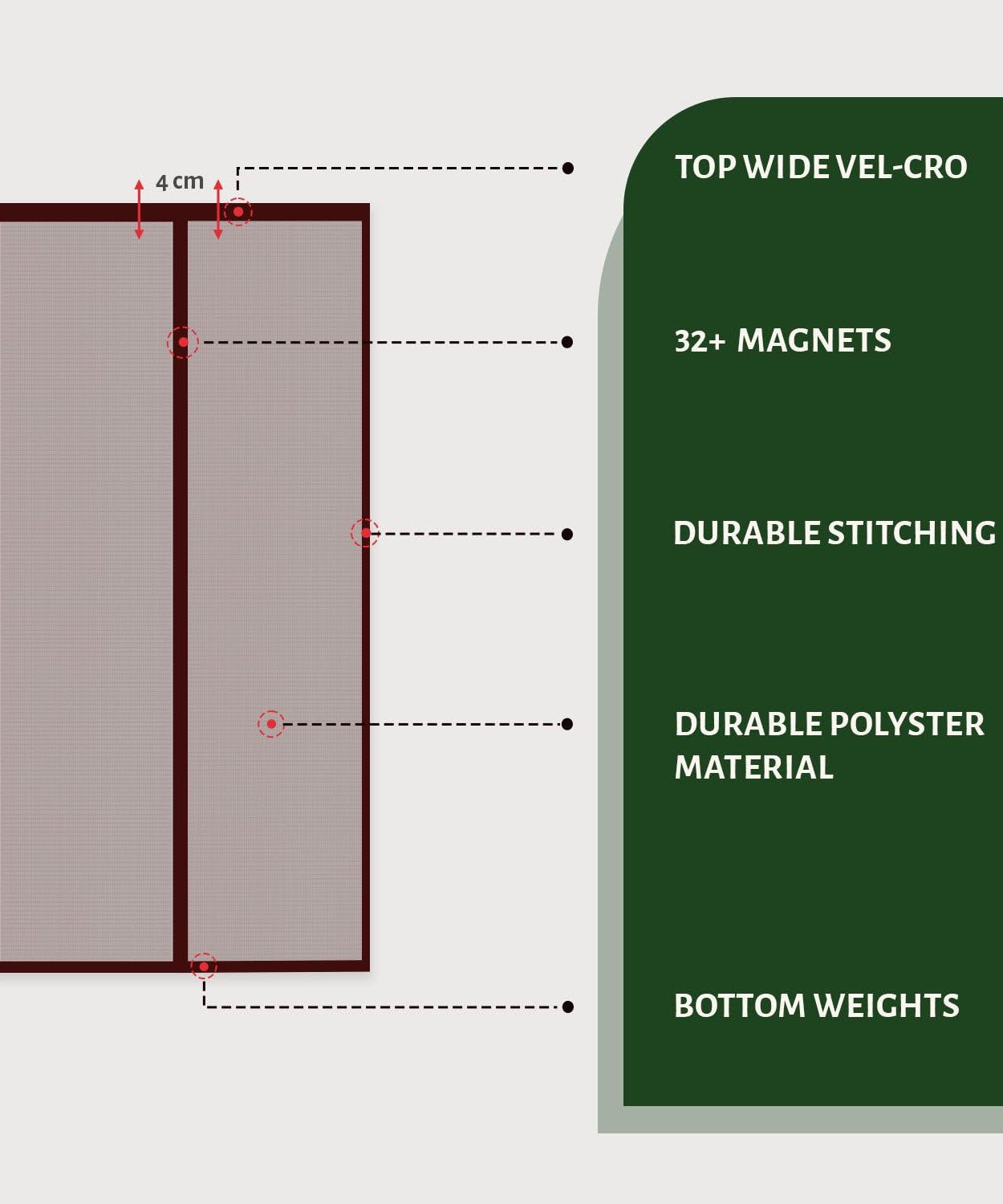 Polyester Magnetic Mosquito Net Curtain for Door- Brown