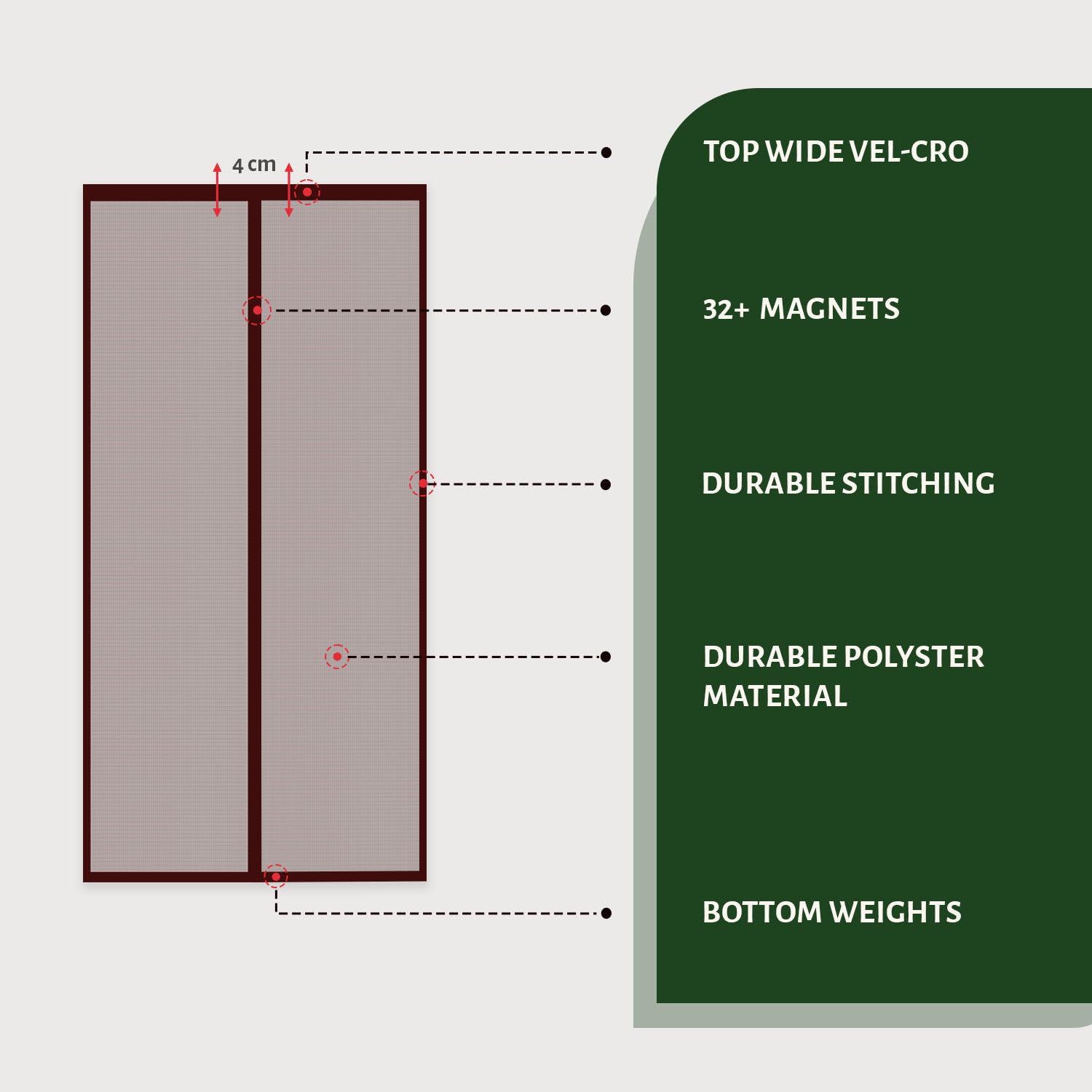 Polyester Magnetic Mosquito Net Curtain for Door- Brown