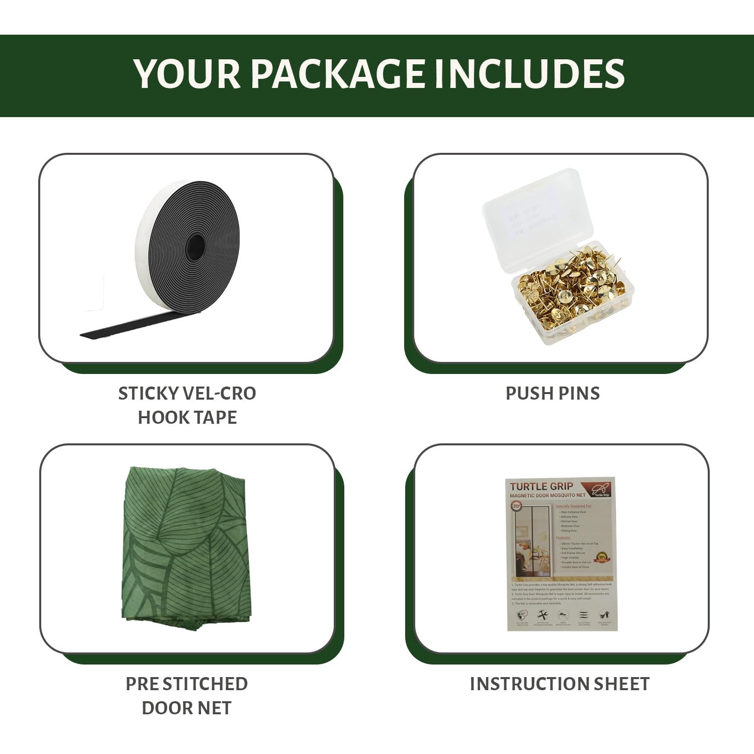 Polyester Magnetic Door Mosquito Net - Forest Green