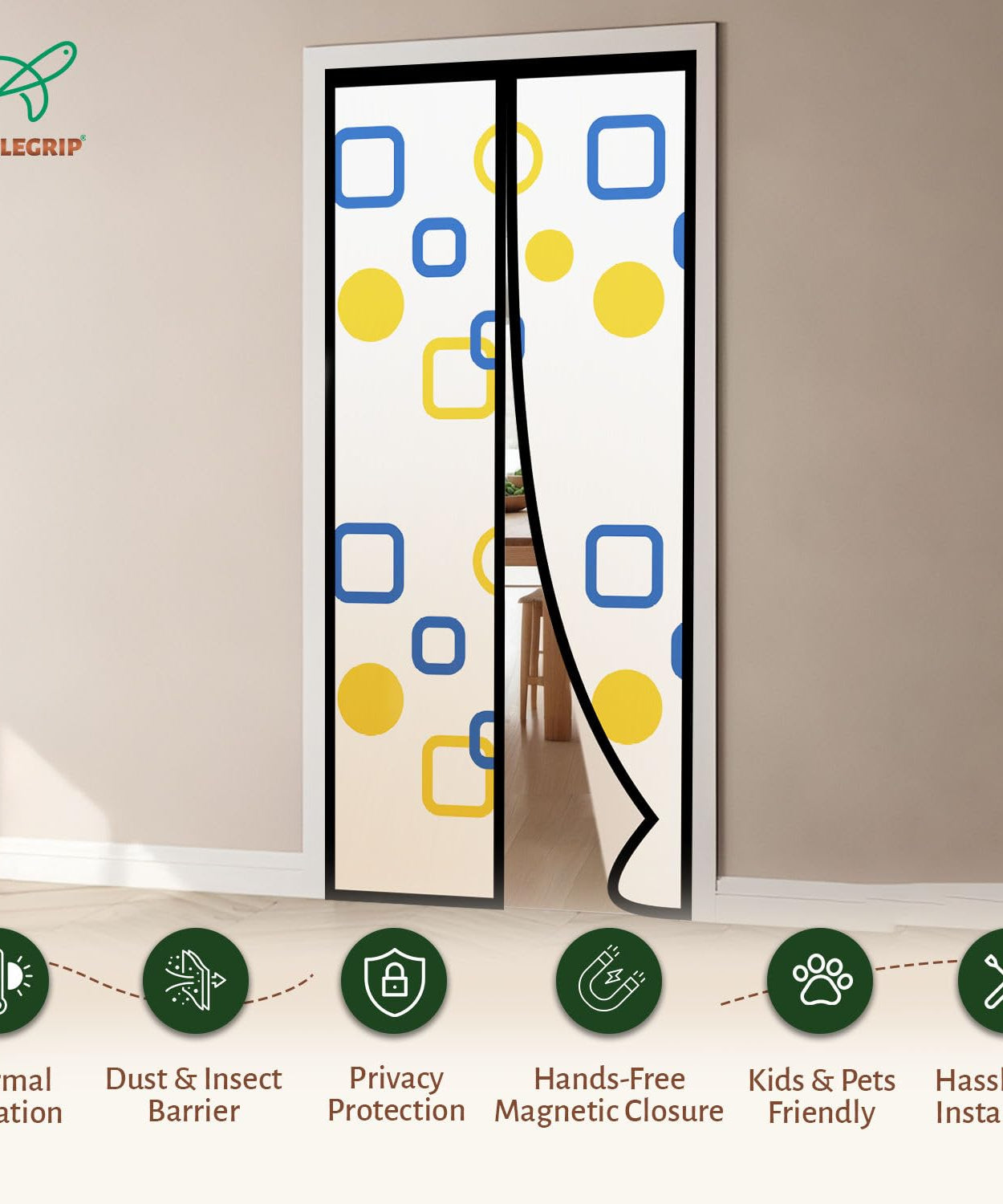 AC Curtain -Magnetic Thermal Screen with Printed Translucent Design