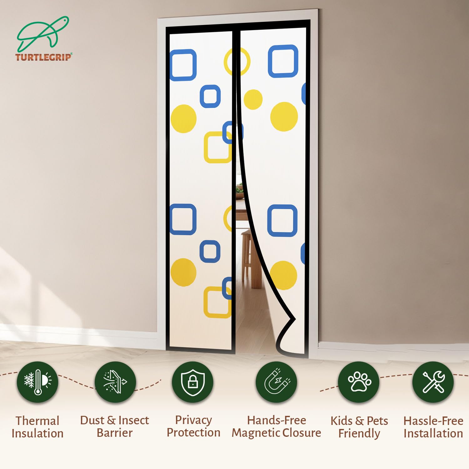 AC Curtain -Magnetic Thermal Screen with Printed Translucent Design