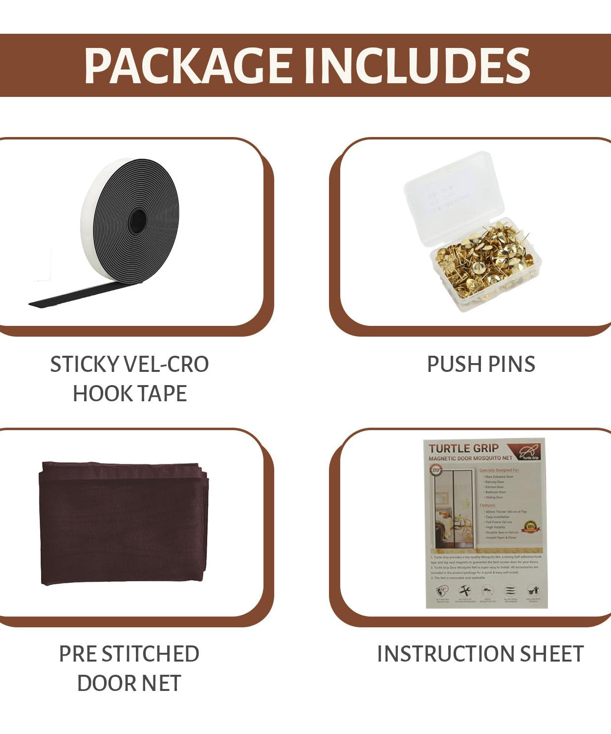 Polyester Magnetic Mosquito Net Curtain for Door- Brown