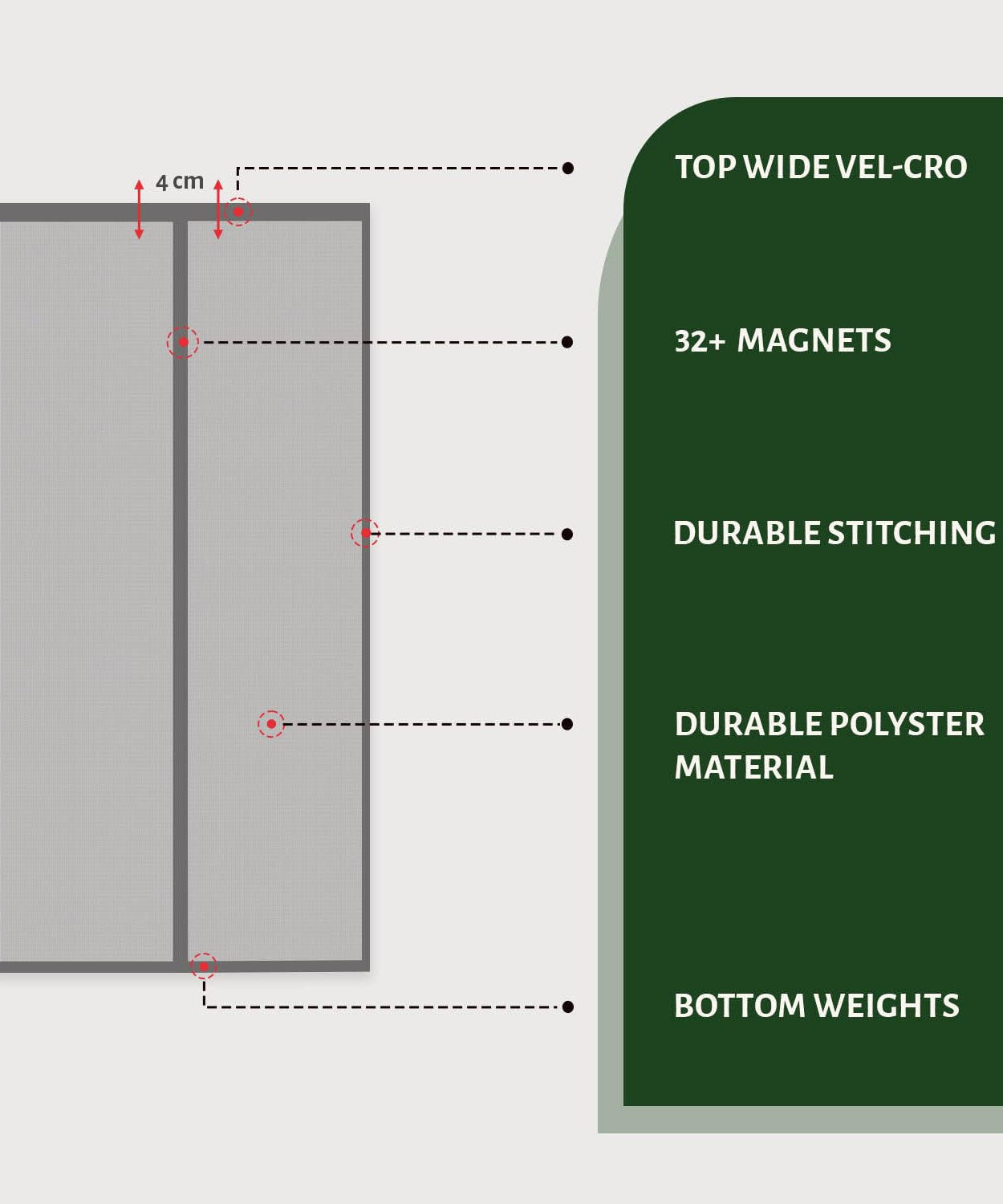 Polyester Magnetic Mosquito Net Curtain for Door-Grey