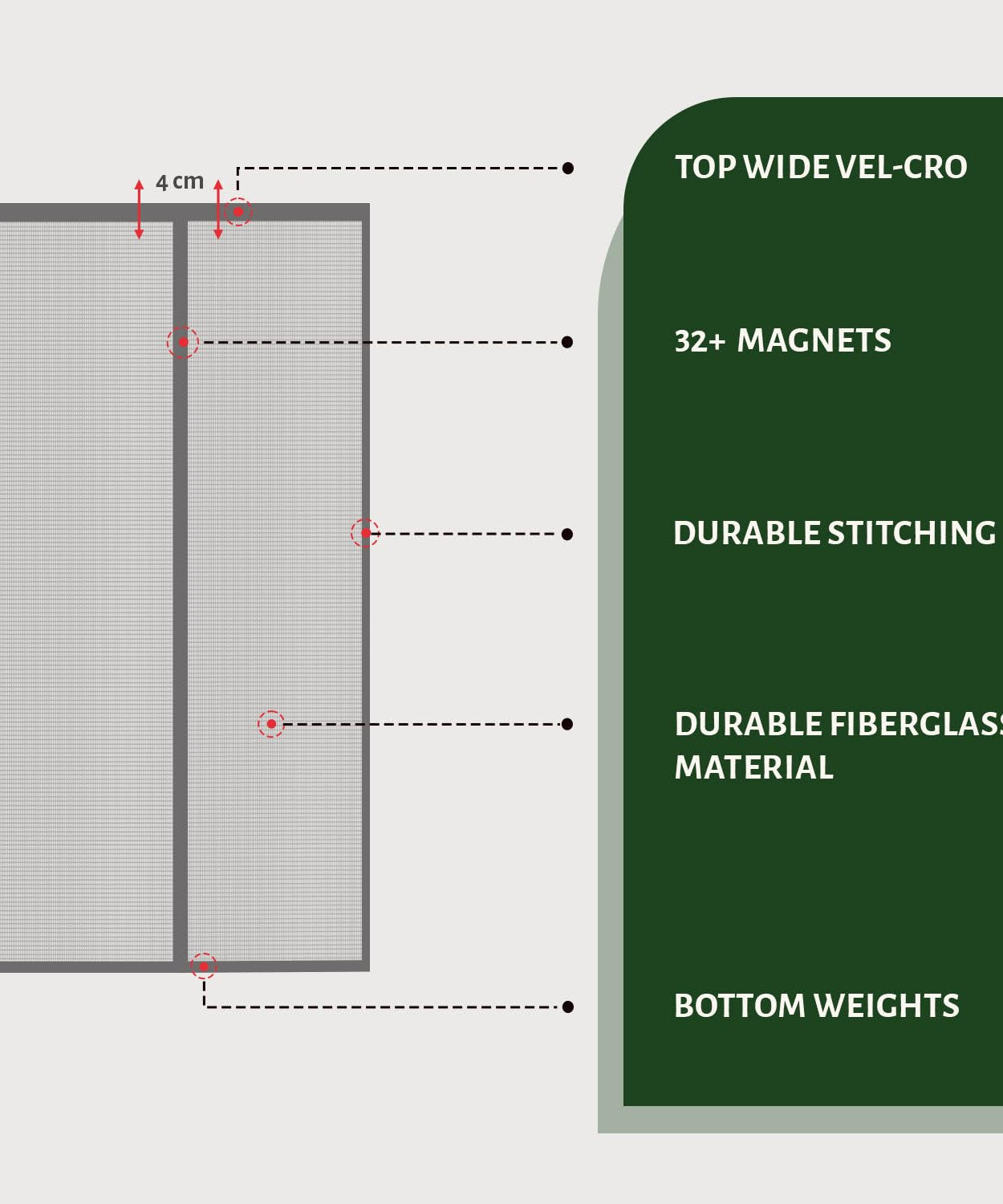 Fiberglass Door Mosquito Net - Grey