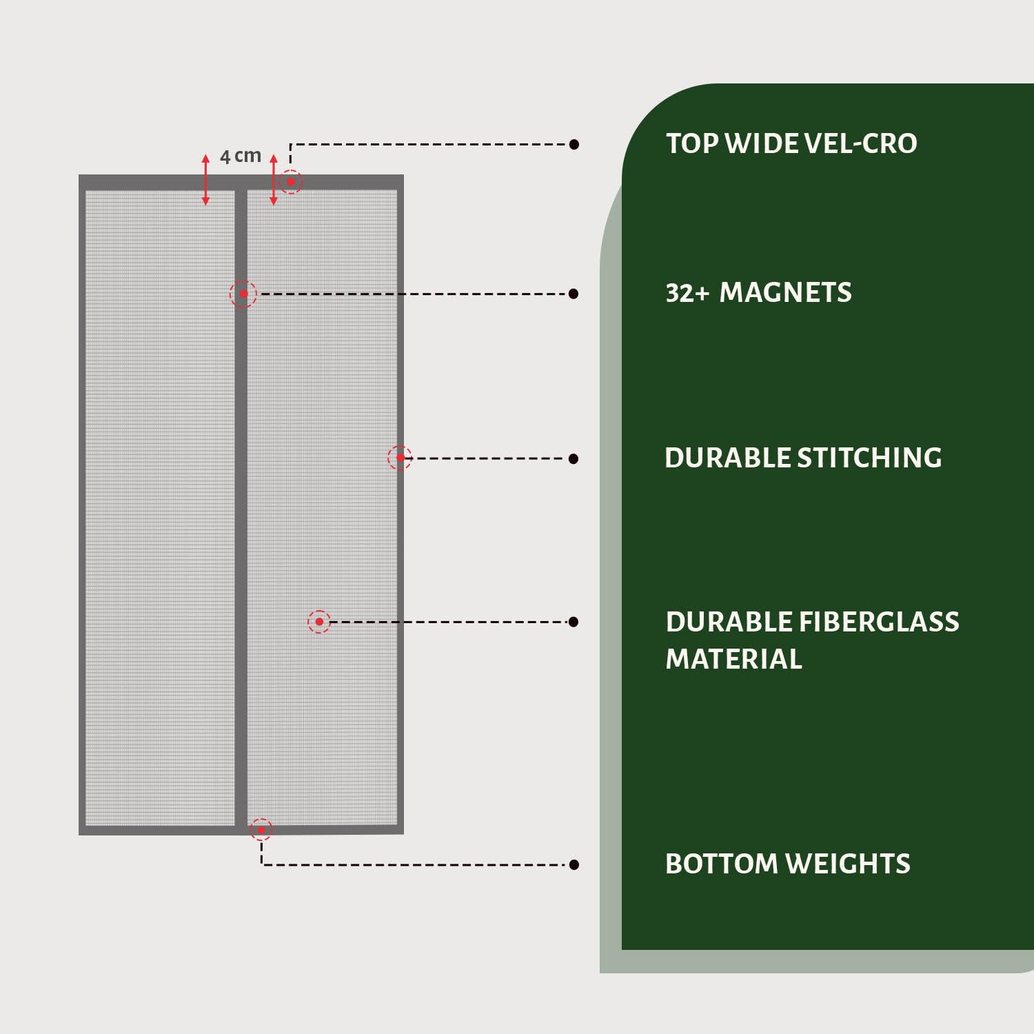 Fiberglass Door Mosquito Net - Grey