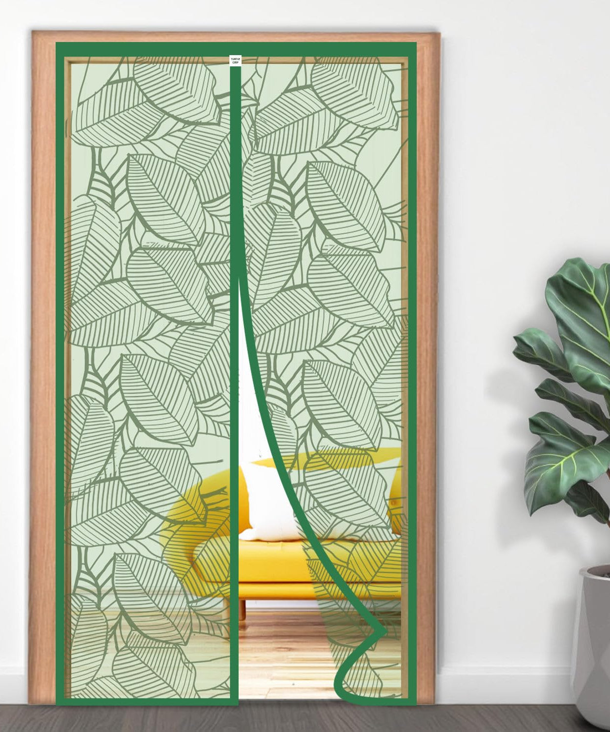 Polyester Magnetic Door Mosquito Net - Forest Green