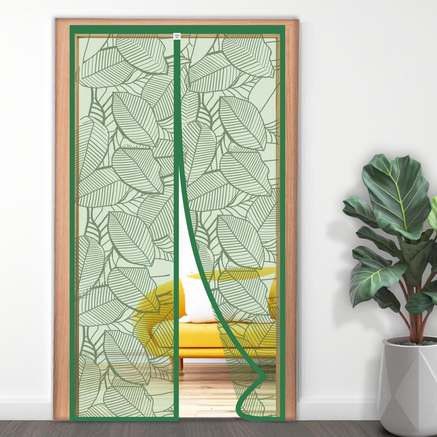 Polyester Magnetic Door Mosquito Net - Forest Green