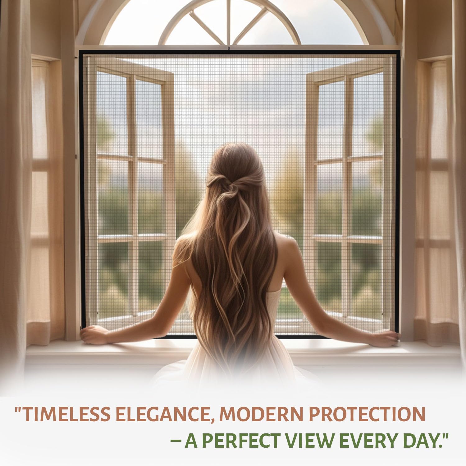 TurtleGrip Fiberglass Pre-Stitched Window Mosquito Net with Zipper- Grey