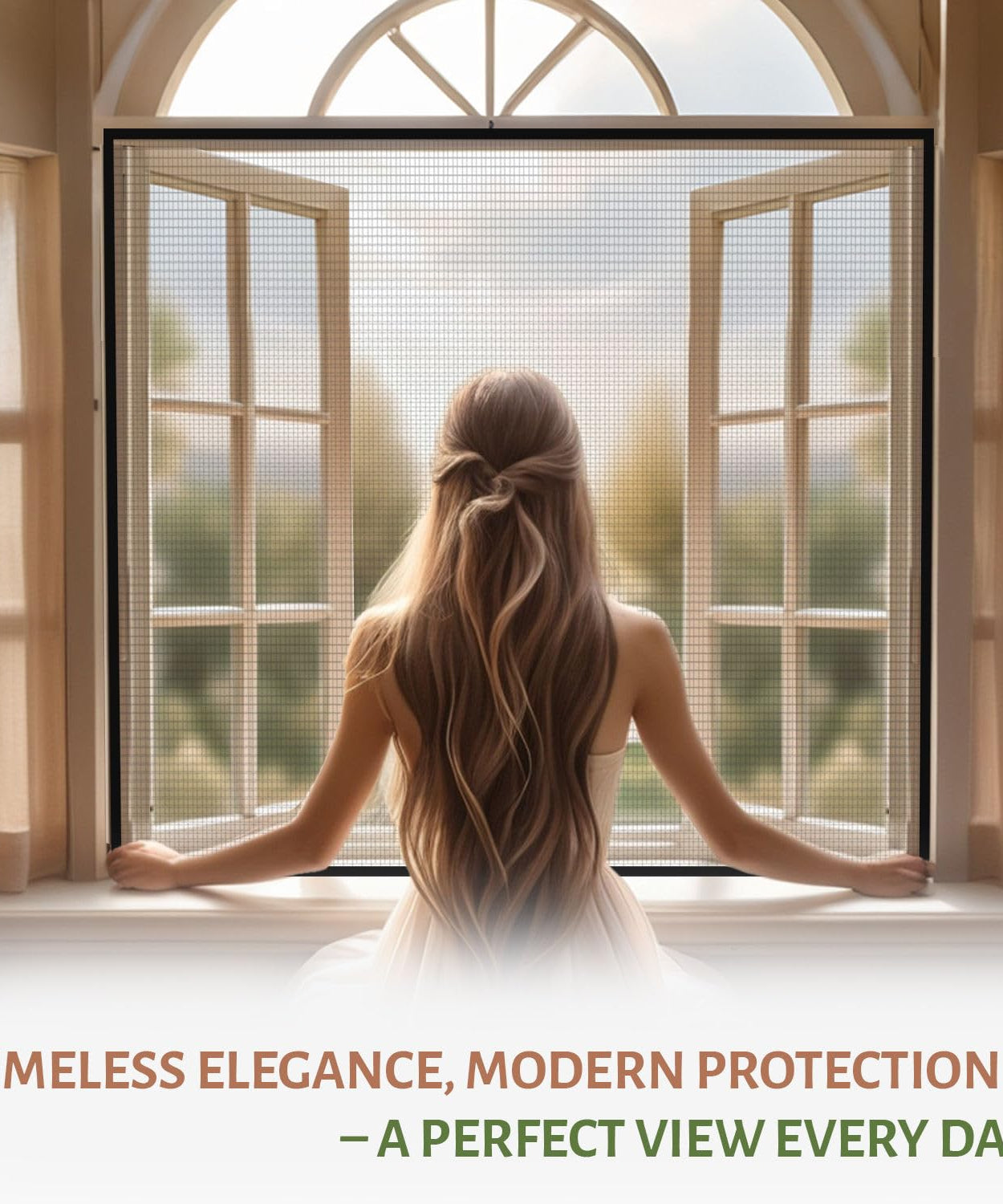 TurtleGrip Fiberglass Pre-Stitched Window Mosquito Net with Zipper- White