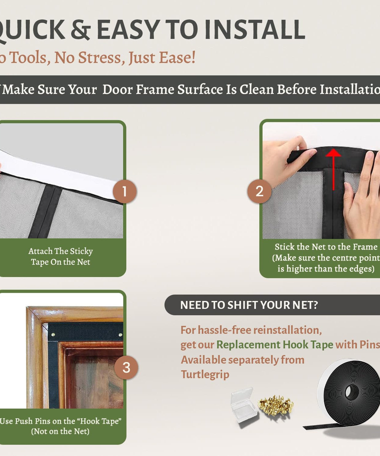 Fiberglass Door Mosquito Net - Black