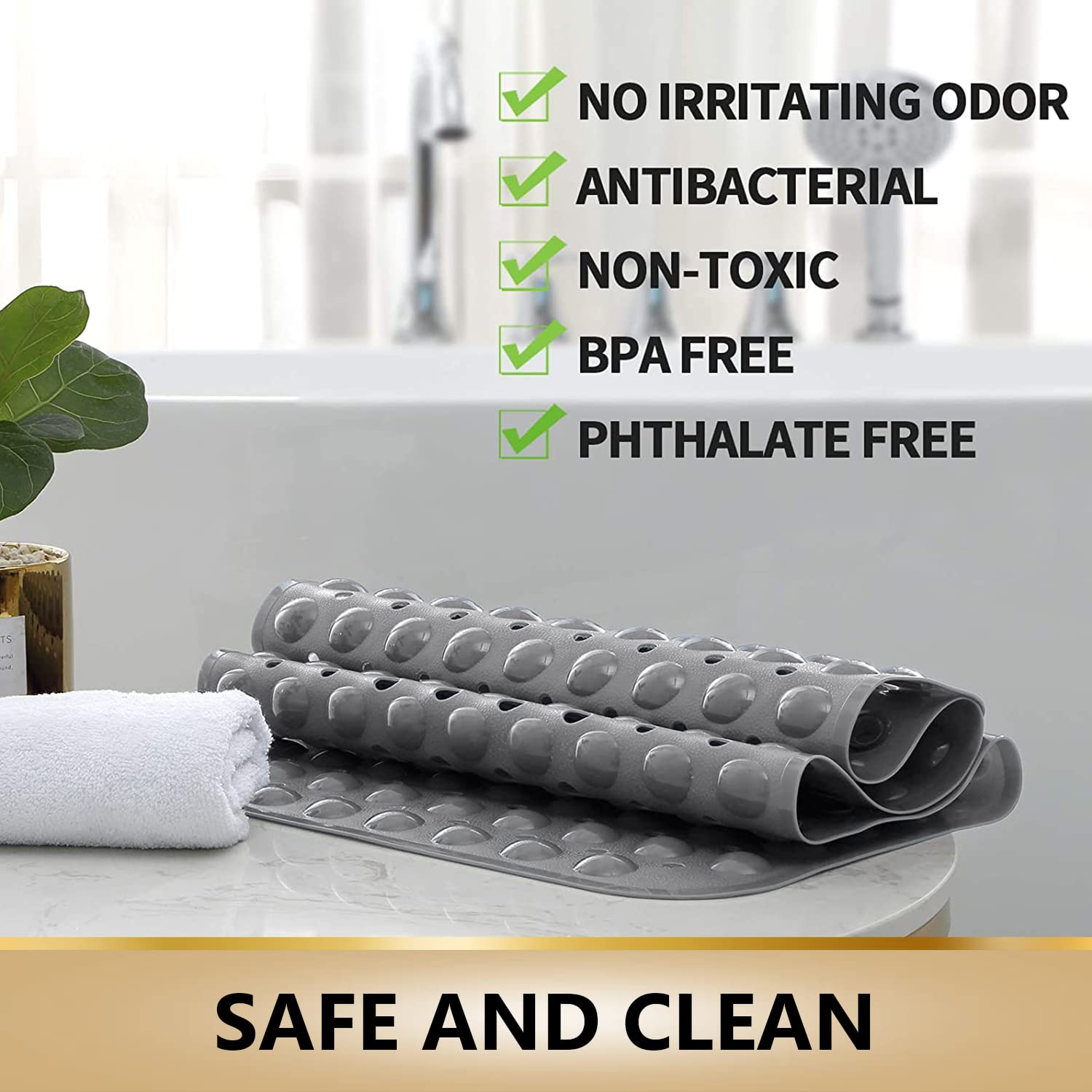 Anti Skid Shower Bath Mat - Gray Color (88*58cm) - TurtleGrip