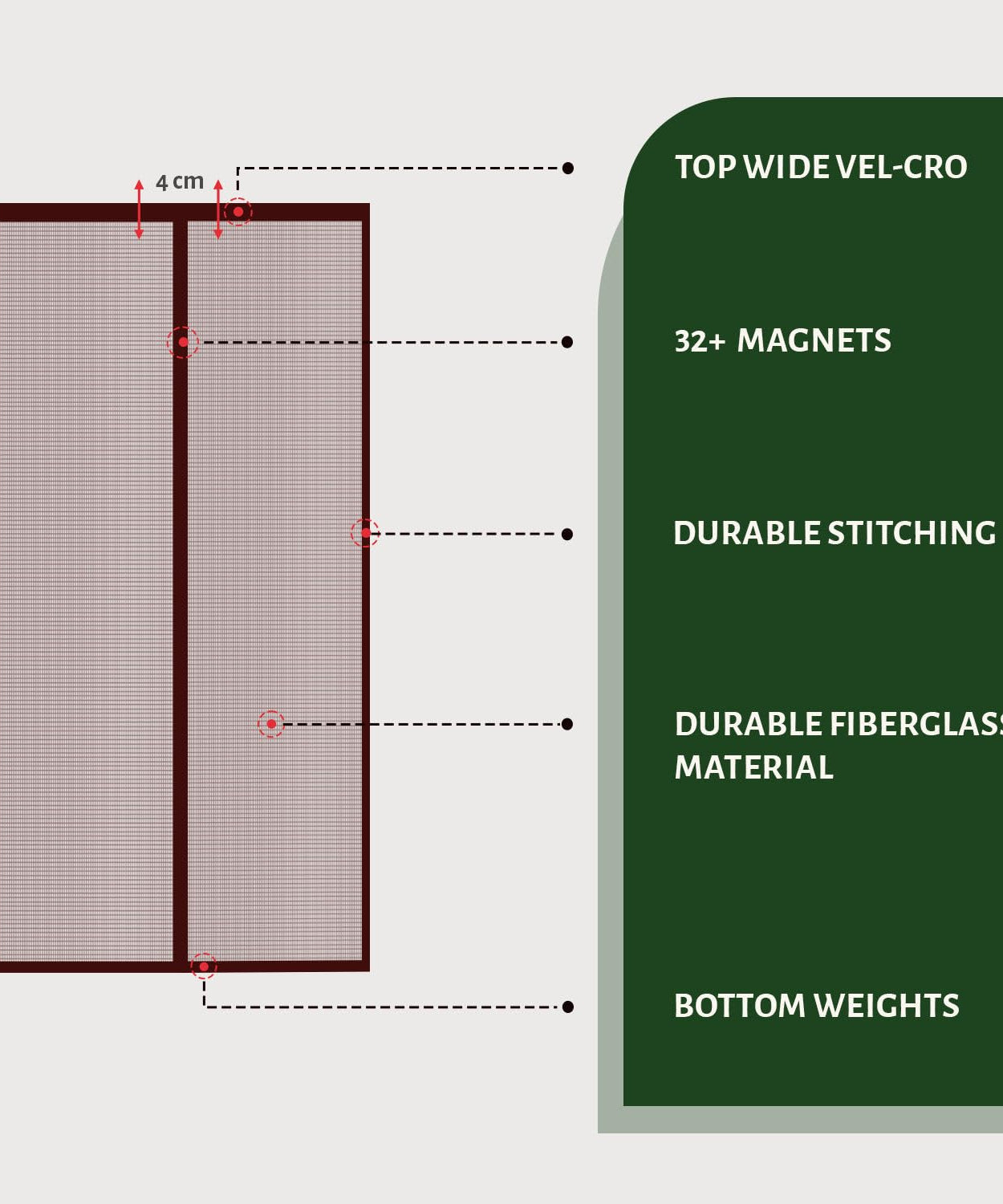 Fiberglass Door Mosquito Net - Brown