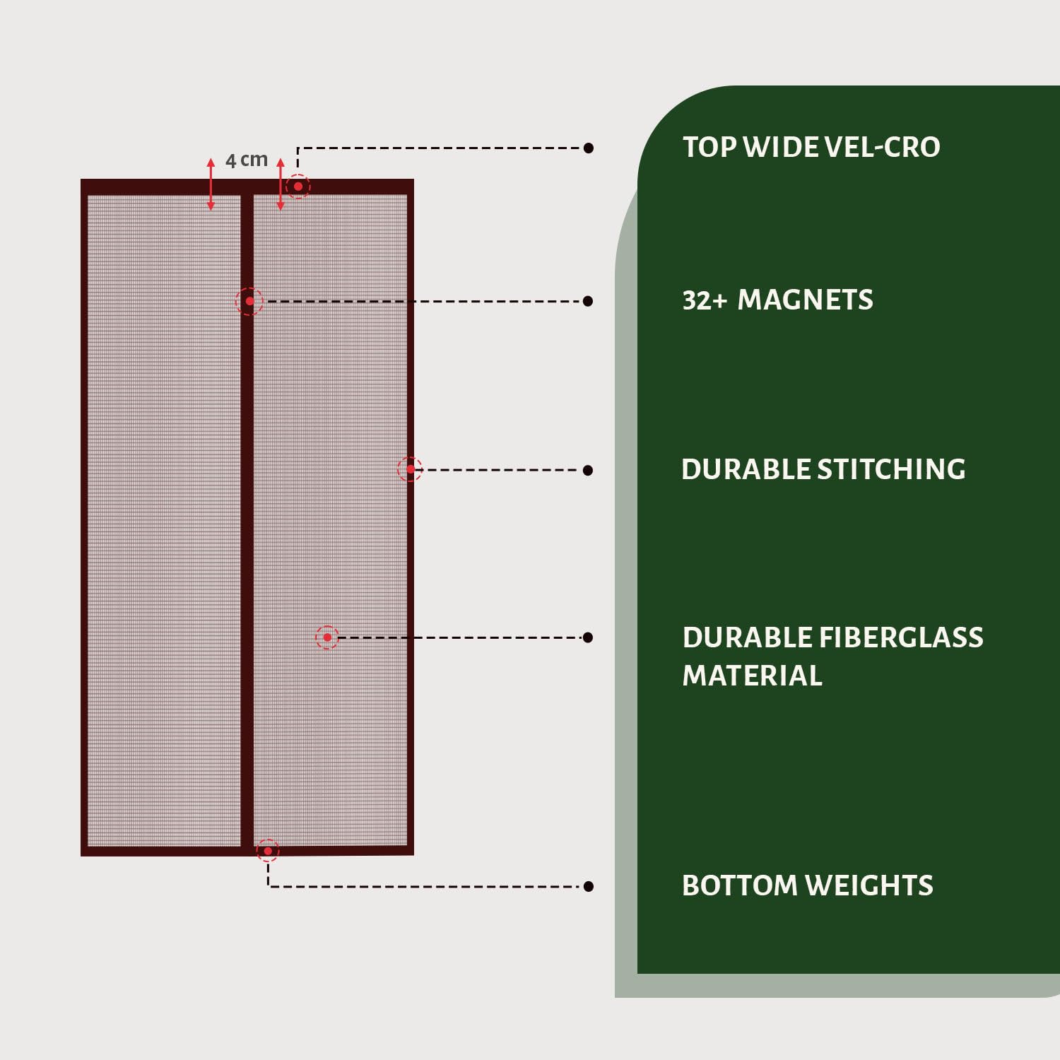 Fiberglass Door Mosquito Net - Brown