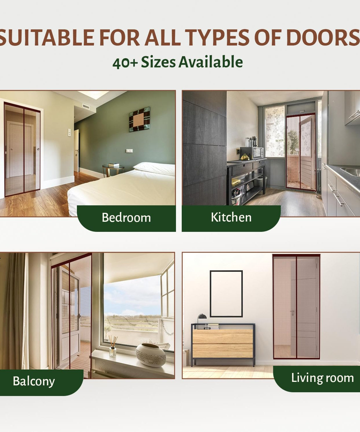 Fiberglass Door Mosquito Net - Brown