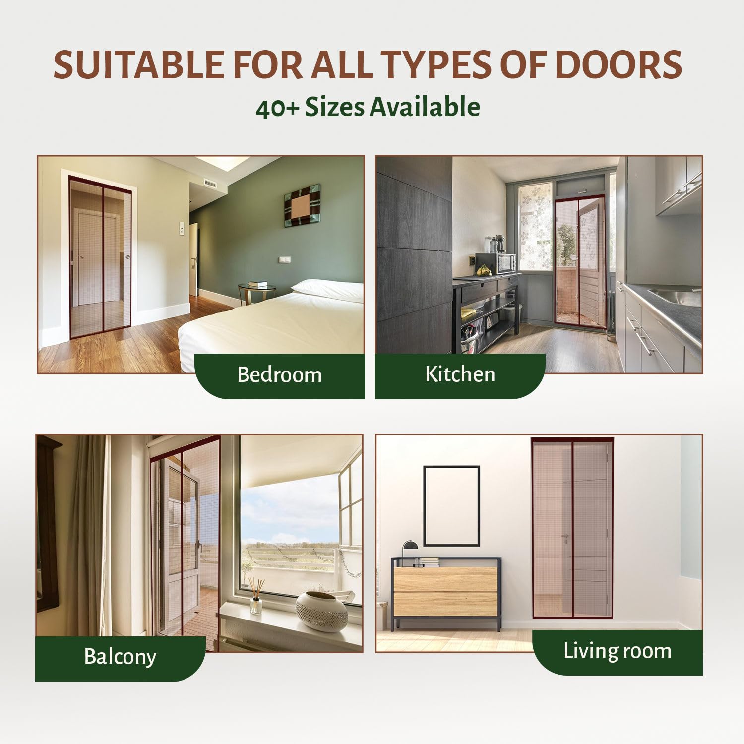 Fiberglass Door Mosquito Net - Brown