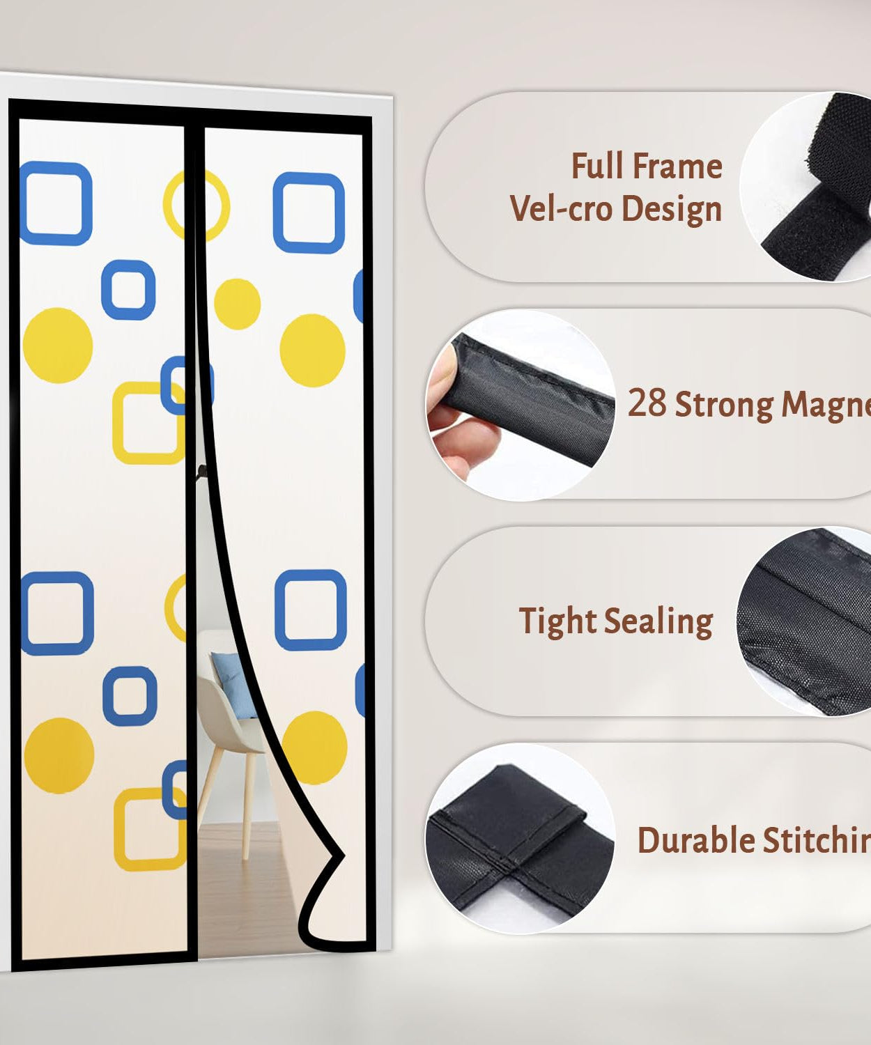 AC Curtain -Magnetic Thermal Screen with Printed Translucent Design
