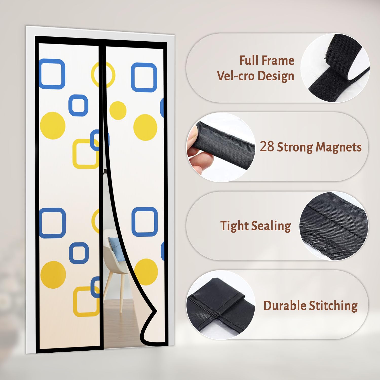 AC Curtain -Magnetic Thermal Screen with Printed Translucent Design