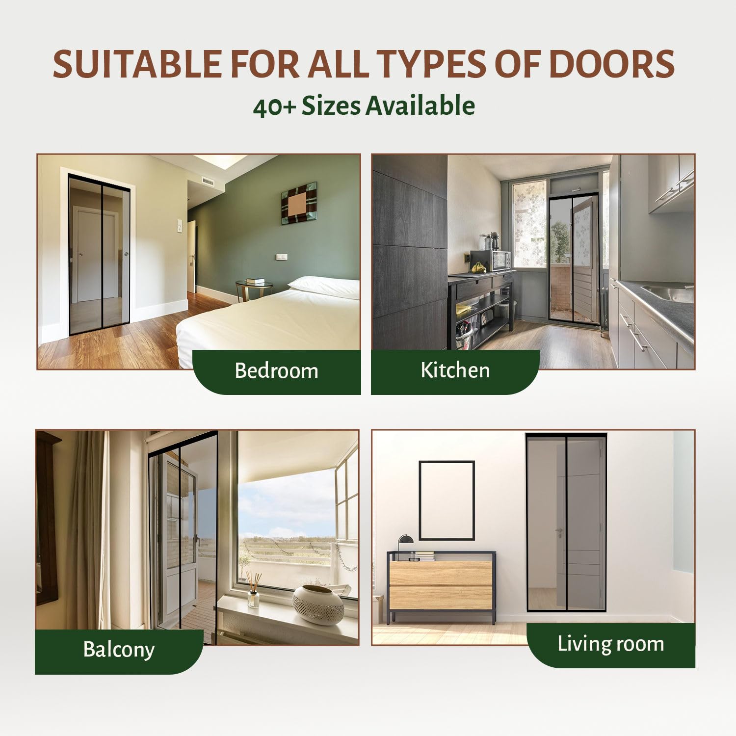 Polyester Magnetic Mosquito Net Curtain for Door - Black