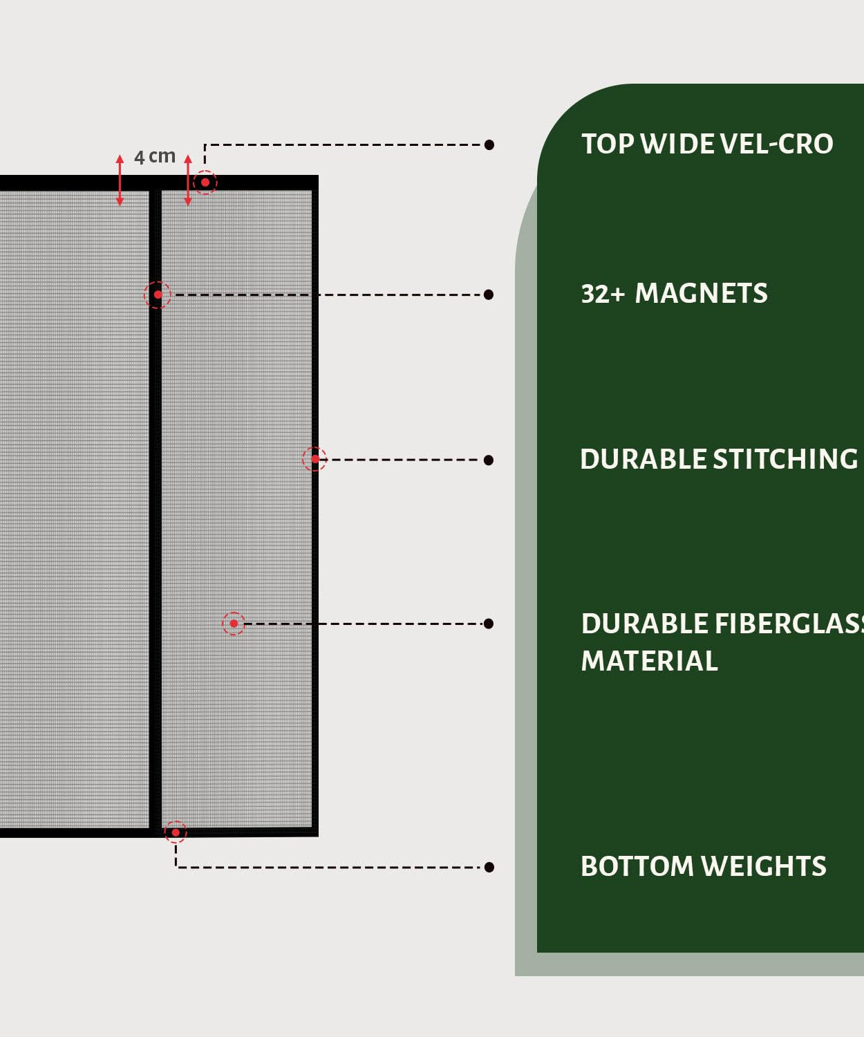 Fiberglass Door Mosquito Net - Black
