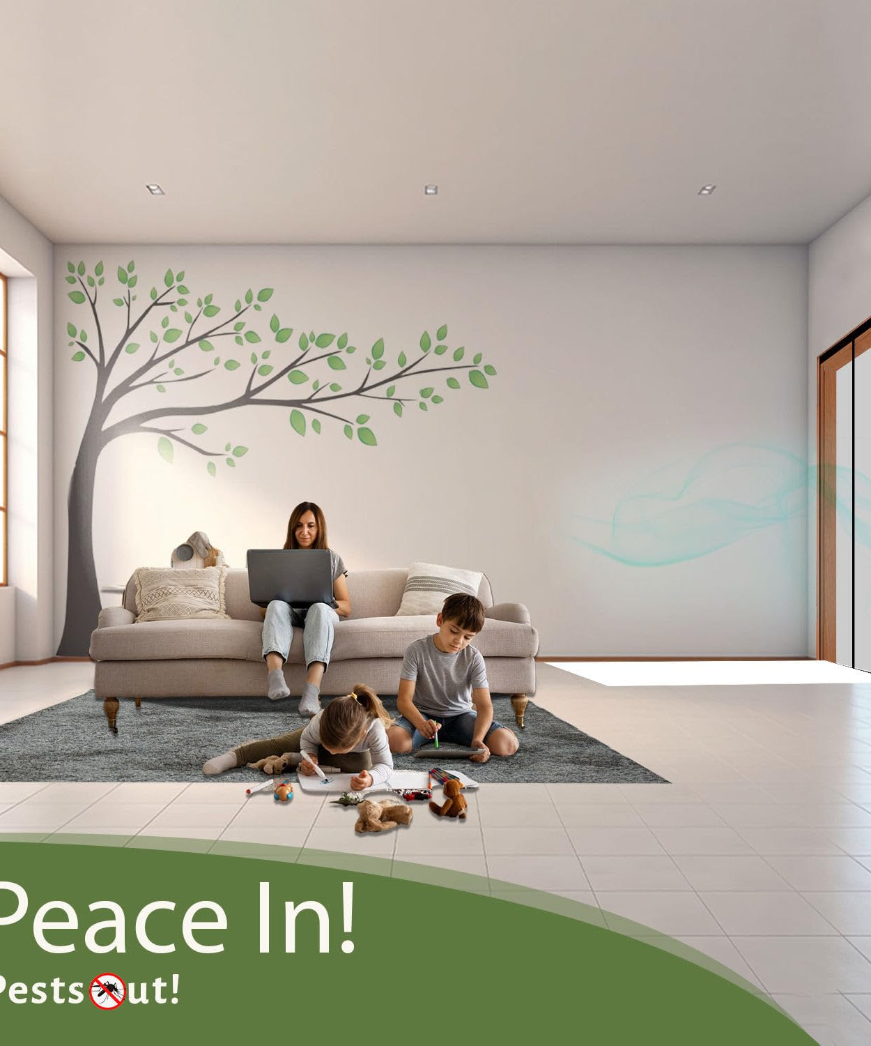 Polyester Magnetic Mosquito Net Curtain for Door- Brown