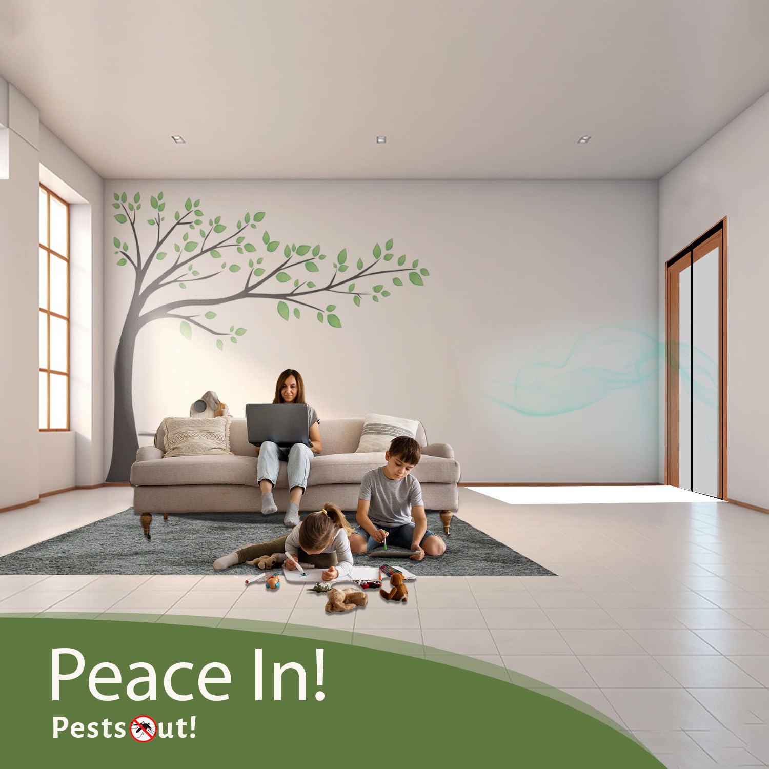 Polyester Magnetic Mosquito Net Curtain for Door-Beige