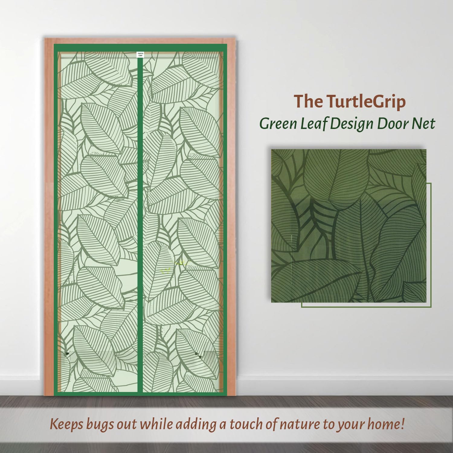 Polyester Magnetic Door Mosquito Net - Forest Green