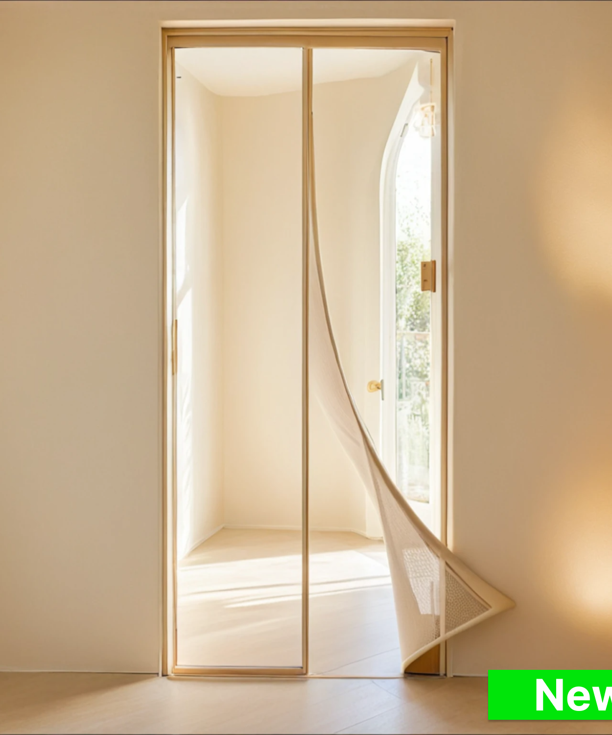 Polyester Magnetic Mosquito Net Curtain for Door-Beige - TurtleGrip