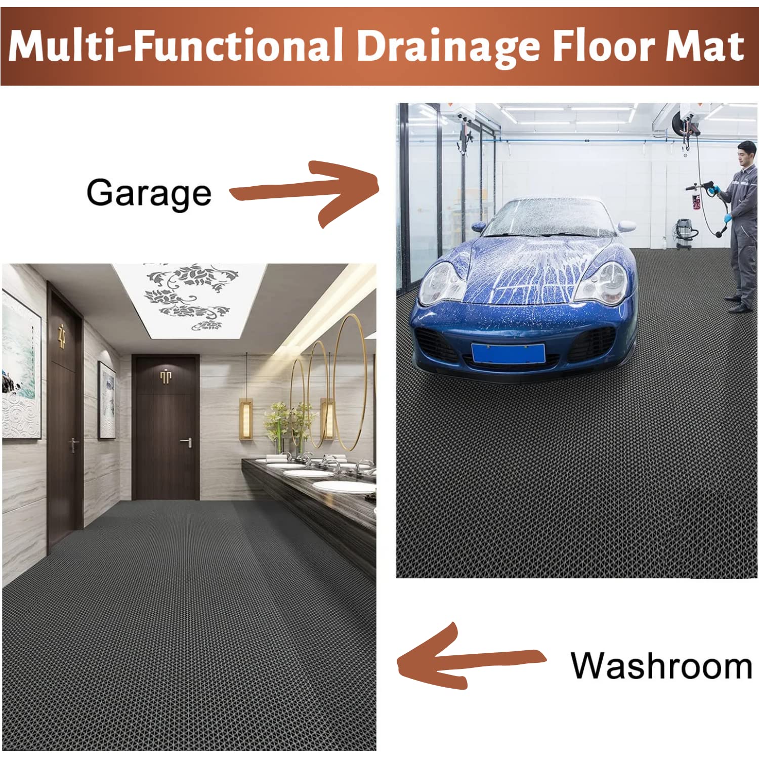 PVC Floor Mat- Door Mat for Kitchen, Swimming Pool and Entryways - TurtleGrip